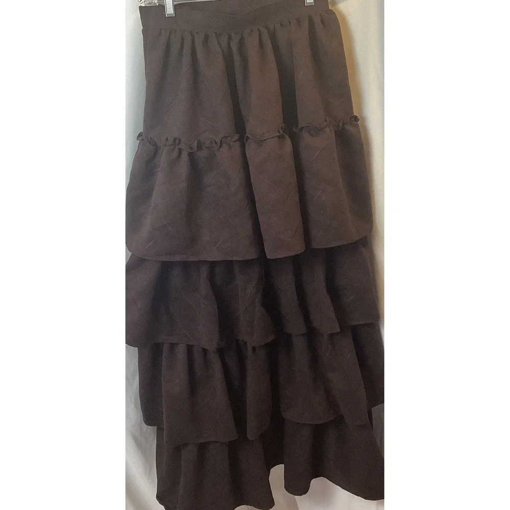 Brown Suede Sz 8 Skirt + Top Day of The Day Costume Mask Hair Clips Halloween - Picture 9 of 14